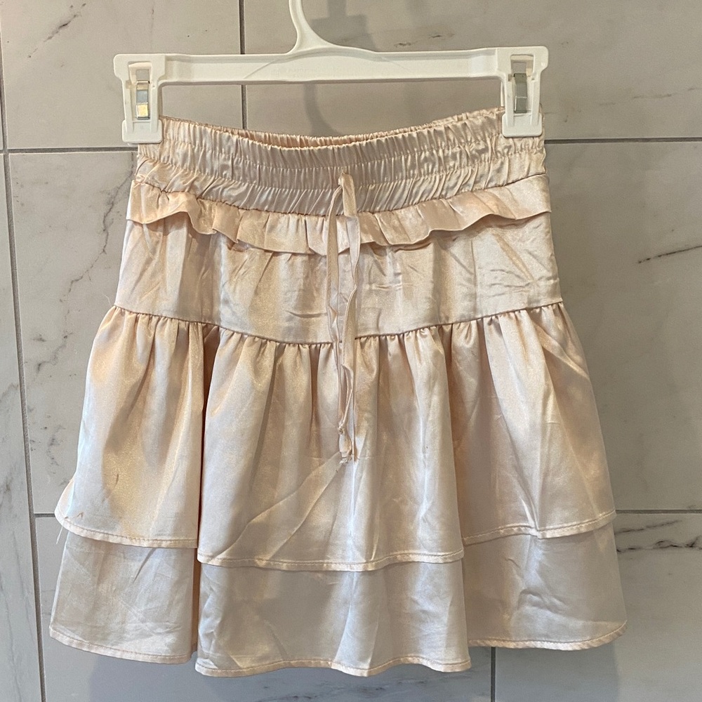 Chic Cream Tiered Kids Skirt